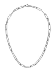 White Gold Polished Lite Paperclip Link Necklace