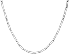White Gold Polished Lite Paperclip Chain Necklace