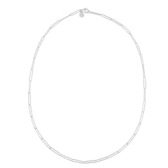 White Gold Polished Wire Paperclip Link Necklace