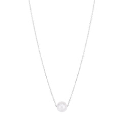 White Gold Diamond Cut/ Textured Gold & Pearl Fashion Necklace