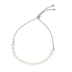 White Gold Polished Gold & Pearl Fashion Bracelet