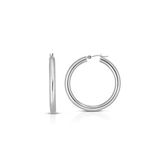 White Gold Polished Classic Polished Hoop Earring