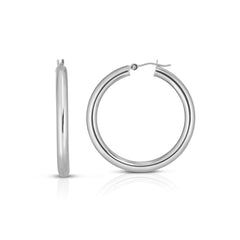 White Gold Polished Classic Polished Hoop Earring