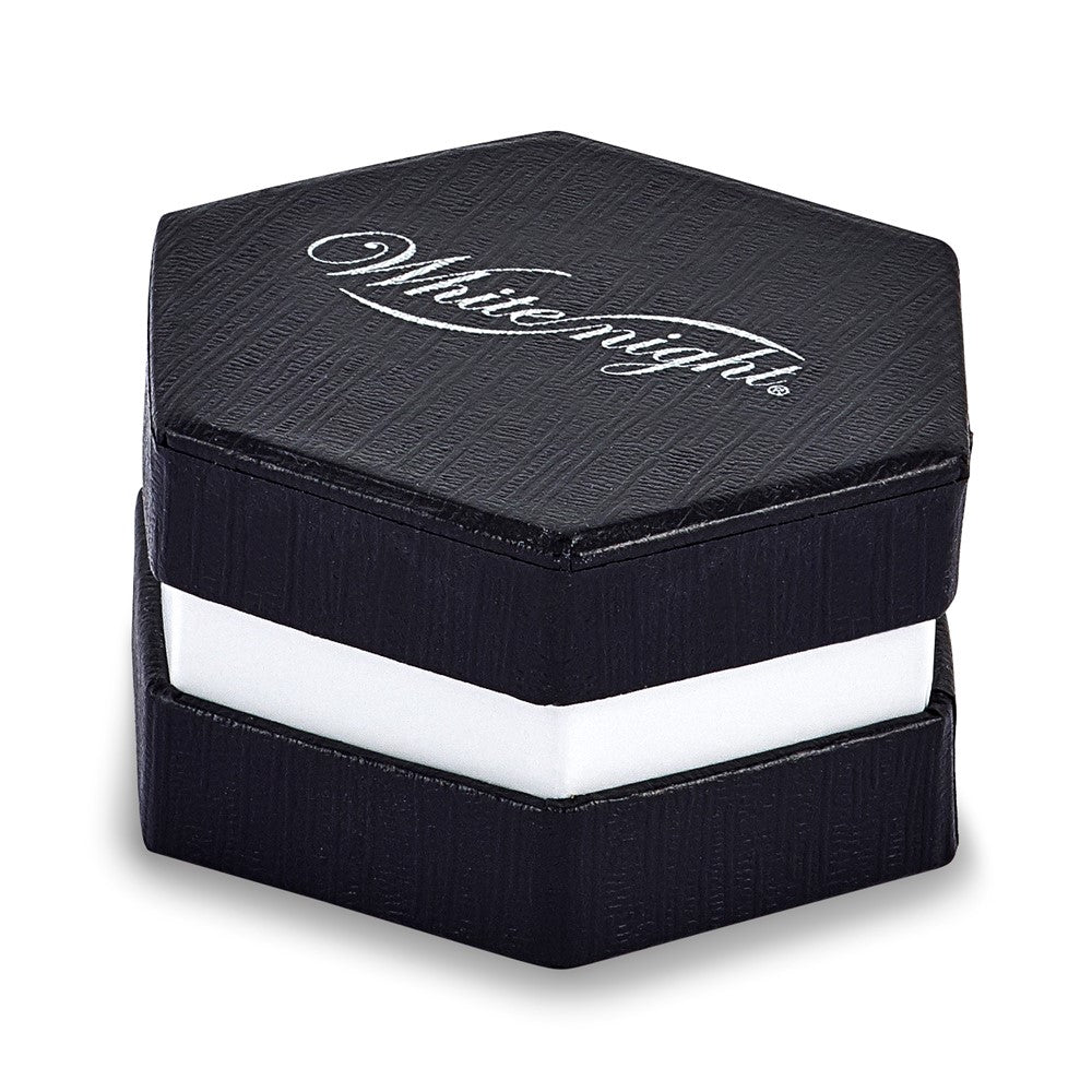 QE12917 White Night Sterling Silver Rhodium-plated Polished Blue and White Diamond Post Earrings