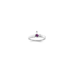Sterling Silver Rhodium-plated Synthetic 1 Stone Mother's Ring
