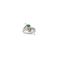 Sterling Silver Rhodium-plated Imitation & Diamond Couple Ring