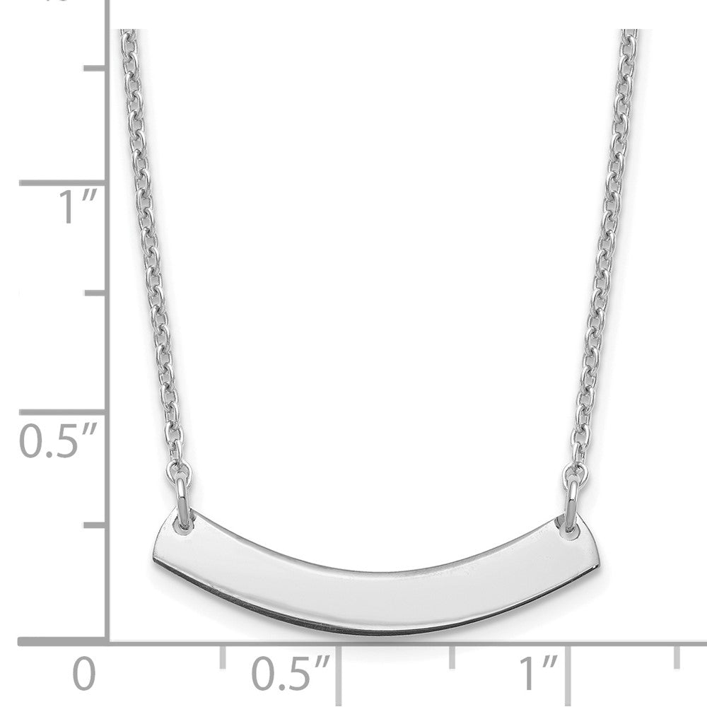 Sterling Silver/Rhodium-plated Small Curved Blank Bar Necklace XNA1200SS