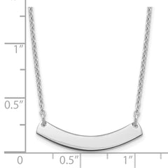 Sterling Silver/Rhodium-plated Small Curved Blank Bar Necklace XNA1200SS