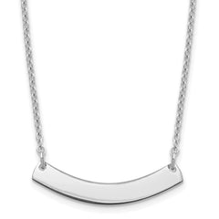 Sterling Silver/Rhodium-plated Small Curved Blank Bar Necklace XNA1200SS