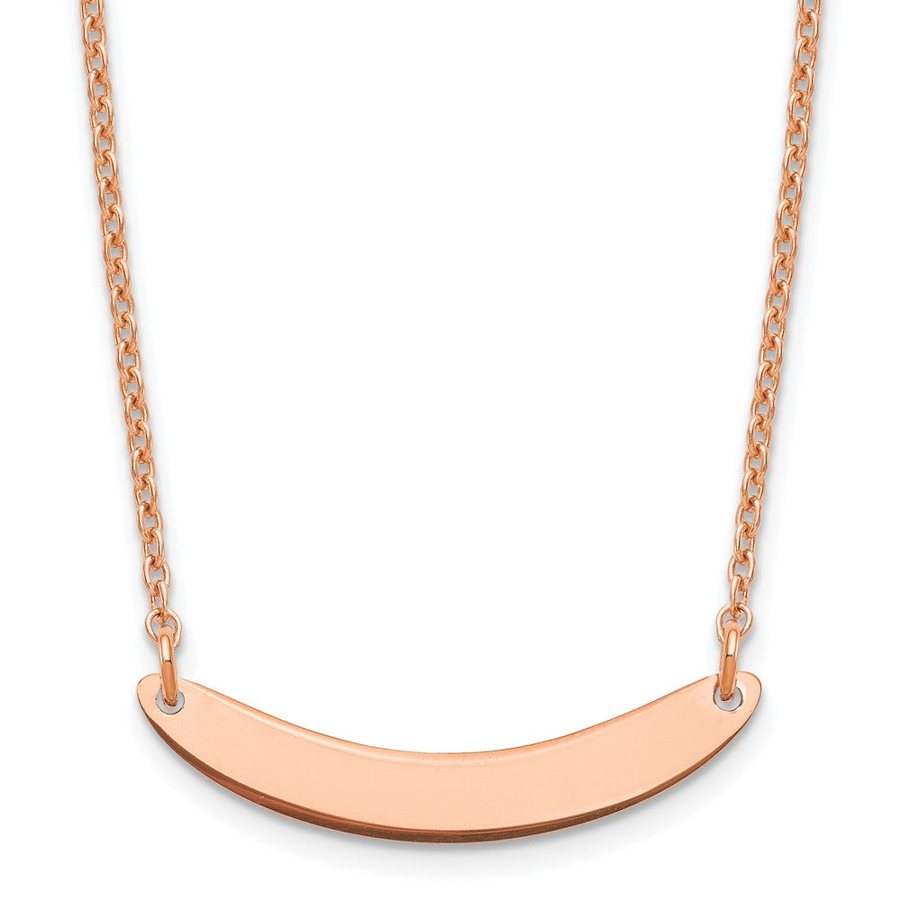 Sterling Silver/Rose-plated Small Curved Blank Bar Necklace XNA1201RP
