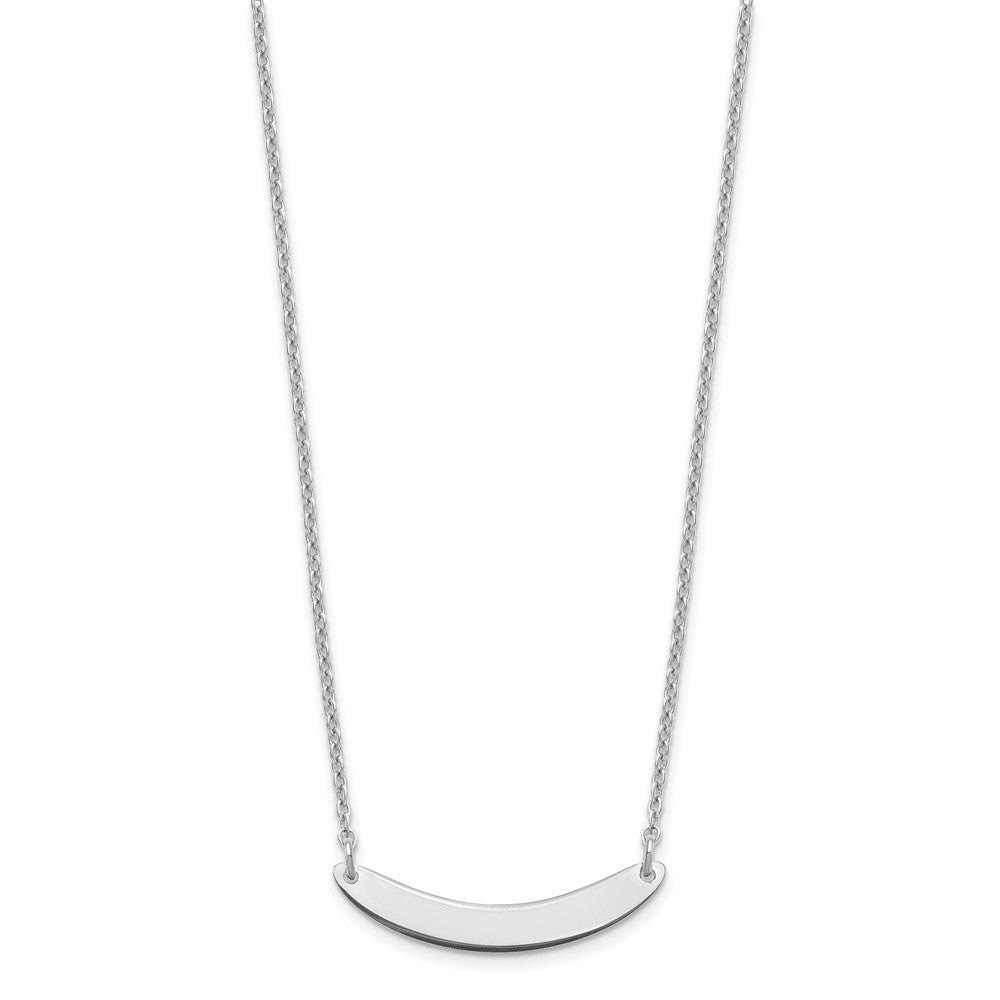 Sterling Silver/Rhodium-plated Small Curved Blank Bar Necklace XNA1201SS