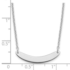 Sterling Silver/Rhodium-plated Small Curved Blank Bar Necklace XNA1201SS
