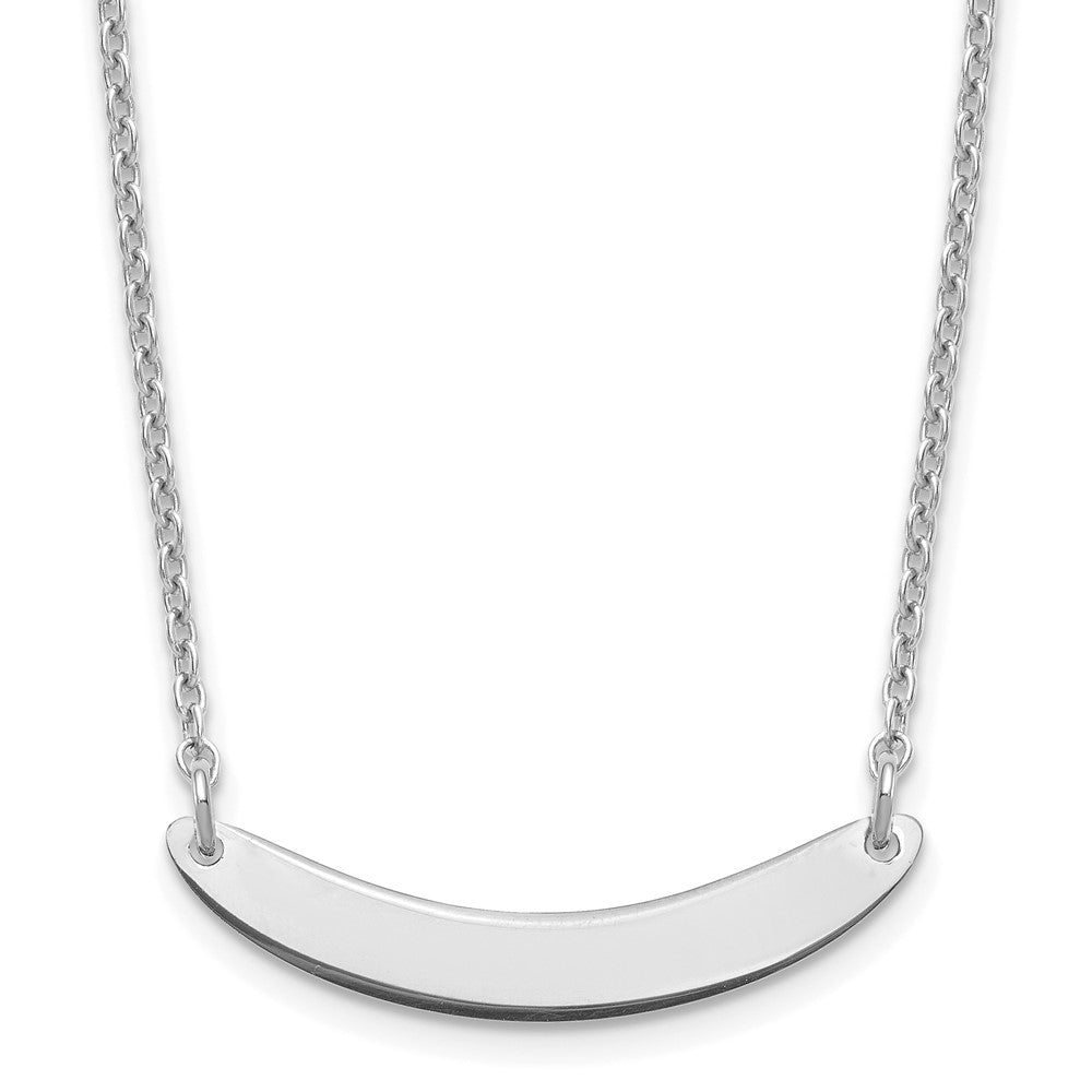 Sterling Silver/Rhodium-plated Small Curved Blank Bar Necklace XNA1201SS