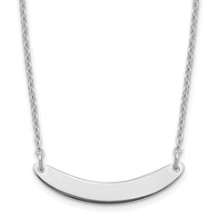 Sterling Silver/Rhodium-plated Small Curved Blank Bar Necklace XNA1201SS