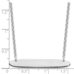 Sterling Silver/Rhodium-plated Medium Oblong Blank Bar Necklace XNA1204SS
