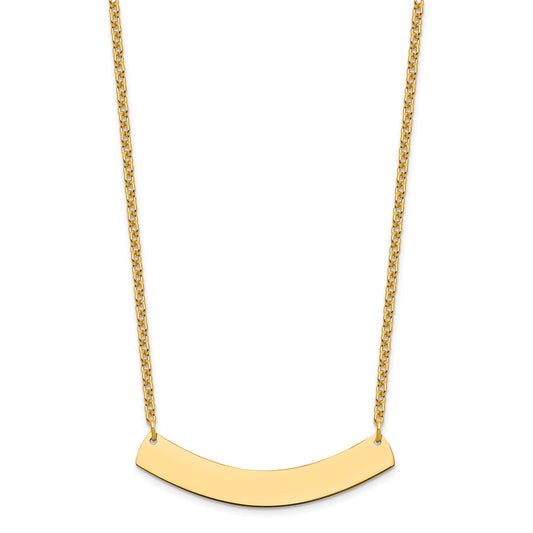 Sterling Silver/Gold-plated Medium Curved Blank Bar Necklace XNA1205GP