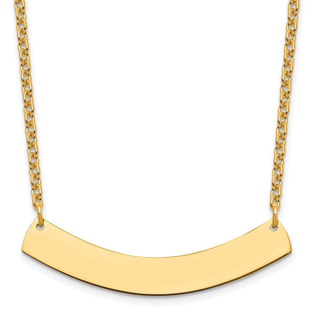 Sterling Silver/Gold-plated Medium Curved Blank Bar Necklace XNA1205GP