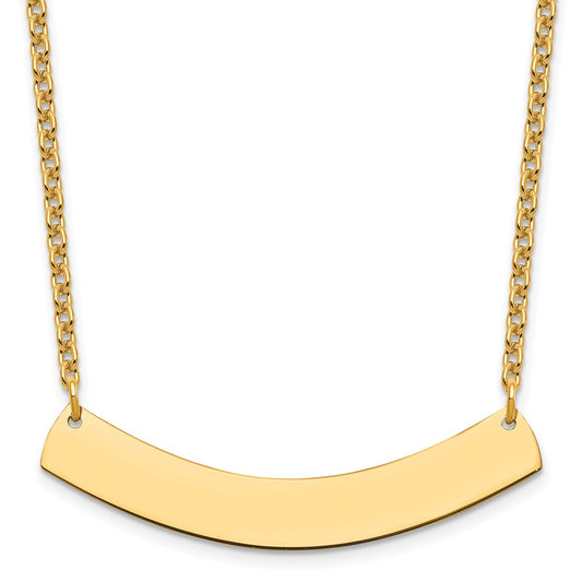 Sterling Silver/Gold-plated Medium Curved Blank Bar Necklace XNA1205GP