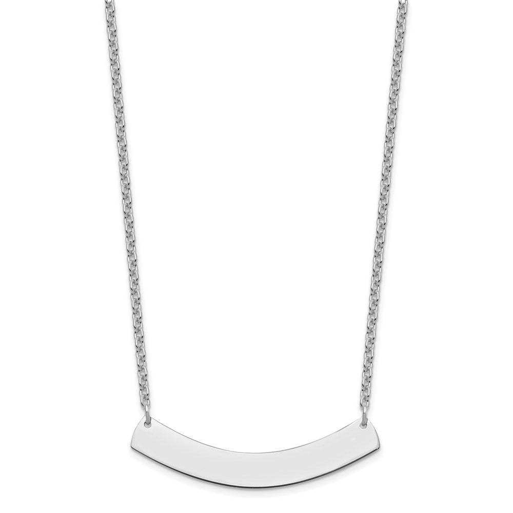 Sterling Silver/Rhodium-plated Medium Curved Blank Bar Necklace XNA1205SS