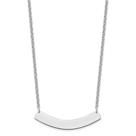 Sterling Silver/Rhodium-plated Medium Curved Blank Bar Necklace XNA1205SS