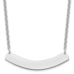 Sterling Silver/Rhodium-plated Medium Curved Blank Bar Necklace XNA1205SS