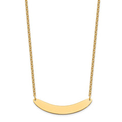 Sterling Silver/Gold-plated Medium Curved Blank Bar Necklace XNA1206GP