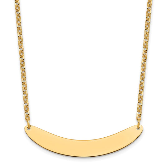 Sterling Silver/Gold-plated Medium Curved Blank Bar Necklace XNA1206GP