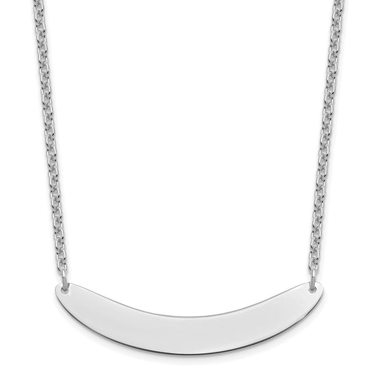 Sterling Silver/Rhod-plated Medium Curved Blank Bar Necklace XNA1206SS