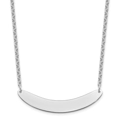 Sterling Silver/Rhod-plated Medium Curved Blank Bar Necklace XNA1206SS