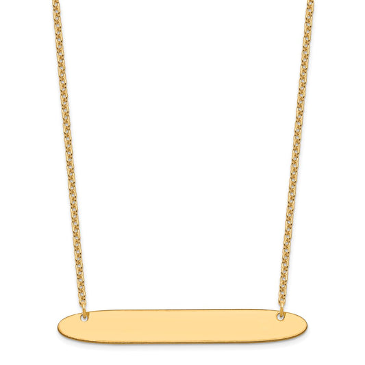 Sterling Silver/Gold-plated Large Oblong Blank Bar Necklace XNA1209GP