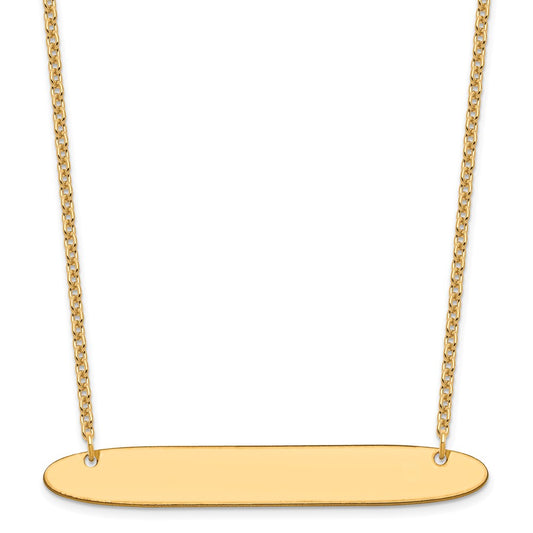 Sterling Silver/Gold-plated Large Oblong Blank Bar Necklace XNA1209GP