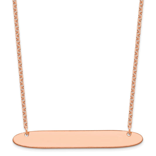 Sterling Silver/Rose-plated Large Oblong Blank Bar Necklace XNA1209RP