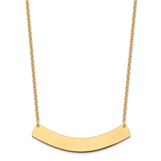 Sterling Silver/Gold-plated Large Curved Blank Bar Necklace XNA1210GP