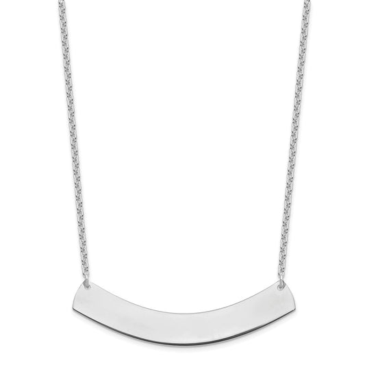 Sterling Silver/Rhodium-plated Large Curved Blank Bar Necklace XNA1210SS