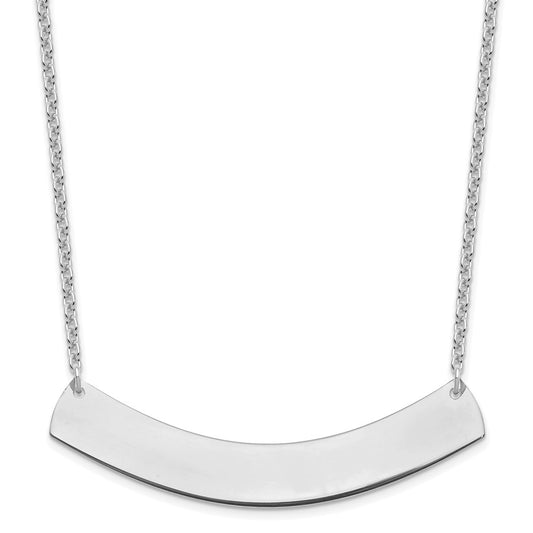 Sterling Silver/Rhodium-plated Large Curved Blank Bar Necklace XNA1210SS