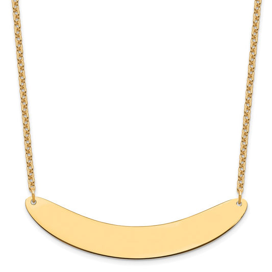 Sterling Silver/Gold-plated Large Curved Blank Bar Necklace XNA1211GP