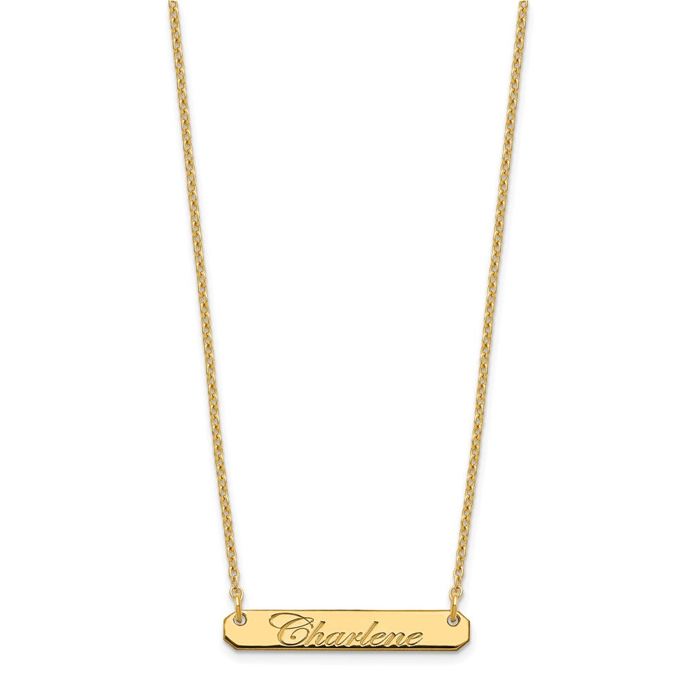 Sterling Silver/Gold-plated Small EDEARDIAN SCRIPT BAR Necklace XNA1215GP