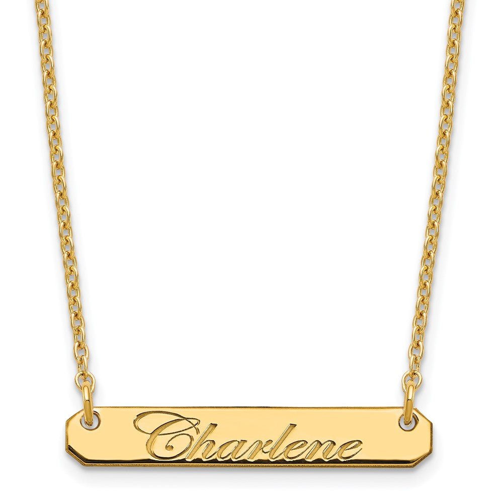 Sterling Silver/Gold-plated Small EDEARDIAN SCRIPT BAR Necklace XNA1215GP
