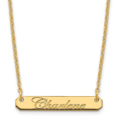 Sterling Silver/Gold-plated Small EDEARDIAN SCRIPT BAR Necklace XNA1215GP