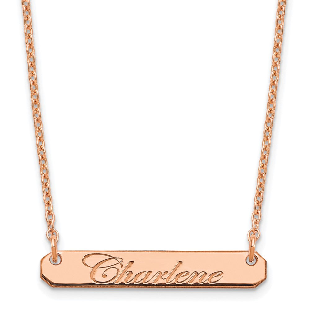 Sterling  Silver/Rose-plated Small EDWARDIAN SCRIPT Bar Necklace XNA1215RP