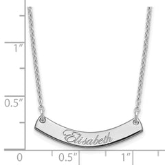 SS/Rhodium-plated Small EDWARDIAN SCRIPT Curved  Bar Necklace XNA1217SS