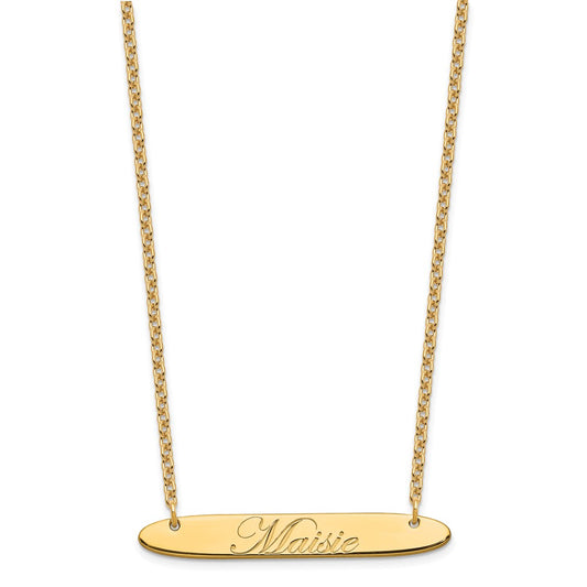 SS/Gold-plated Medium Oblong EDEARDIAN SCRIPT Bar Necklace XNA1221GP