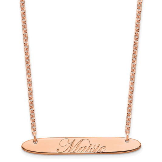 SS/Rose-plated Medium Oblong EDWARDIAN SCRIPT Bar Necklace XNA1221RP