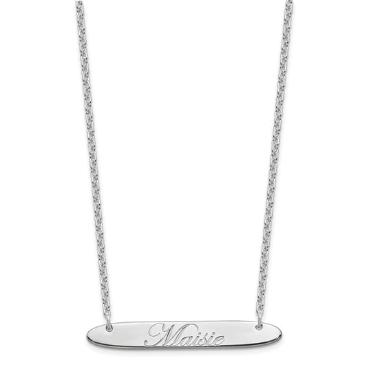 SS/Rhodium-plated Medium Oblong EDWARDIAN SCRIPT Bar Necklace XNA1221SS