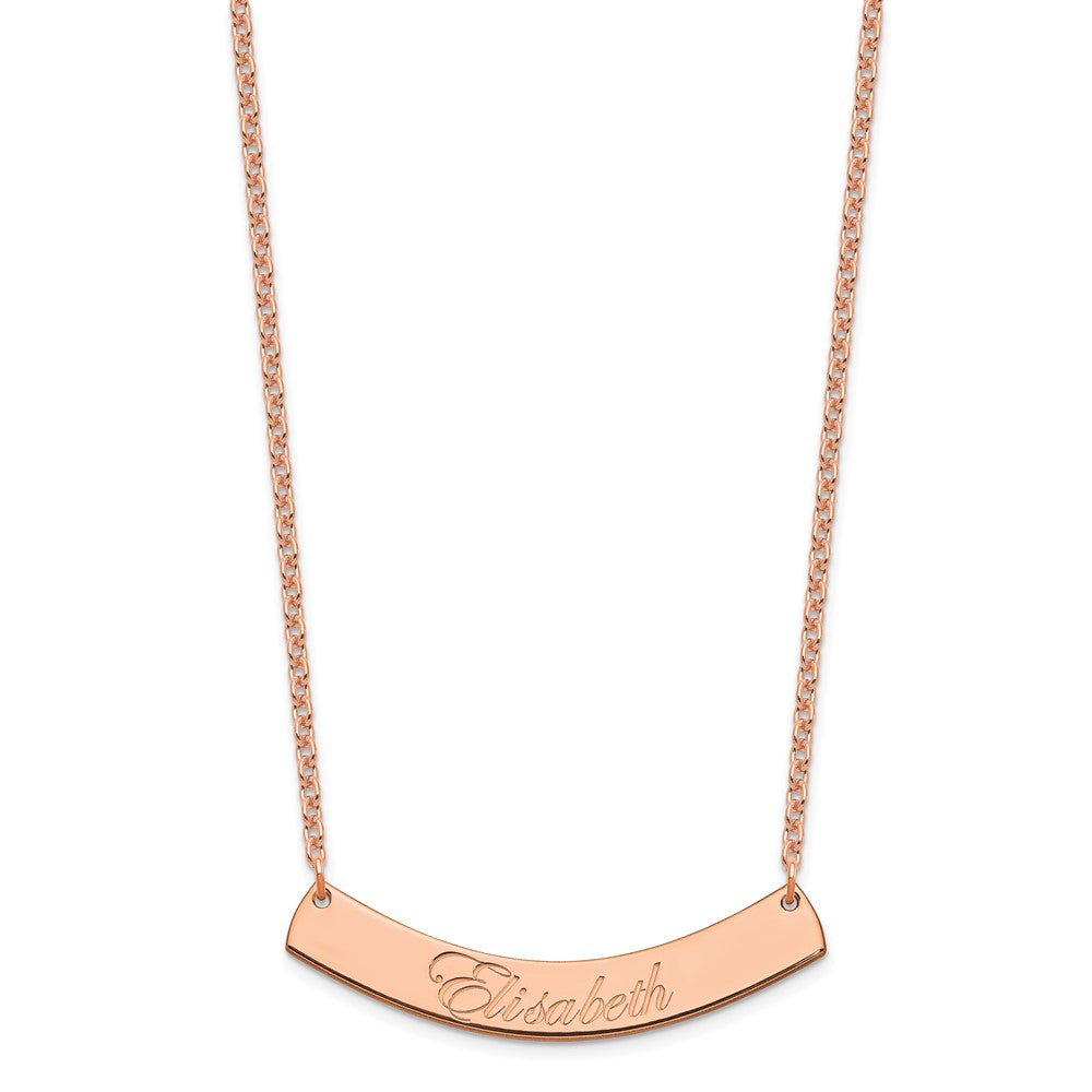 SS/Rose-plated Medium EDWARDIAN SCRIPT Curved Bar Necklace XNA1222RP