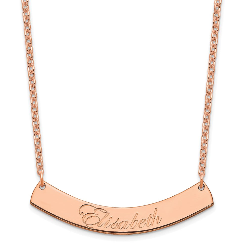 SS/Rose-plated Medium EDWARDIAN SCRIPT Curved Bar Necklace XNA1222RP