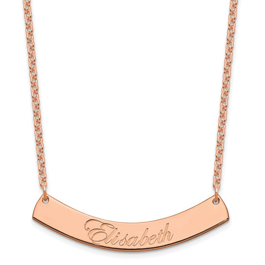 SS/Rose-plated Medium EDWARDIAN SCRIPT Curved Bar Necklace XNA1222RP