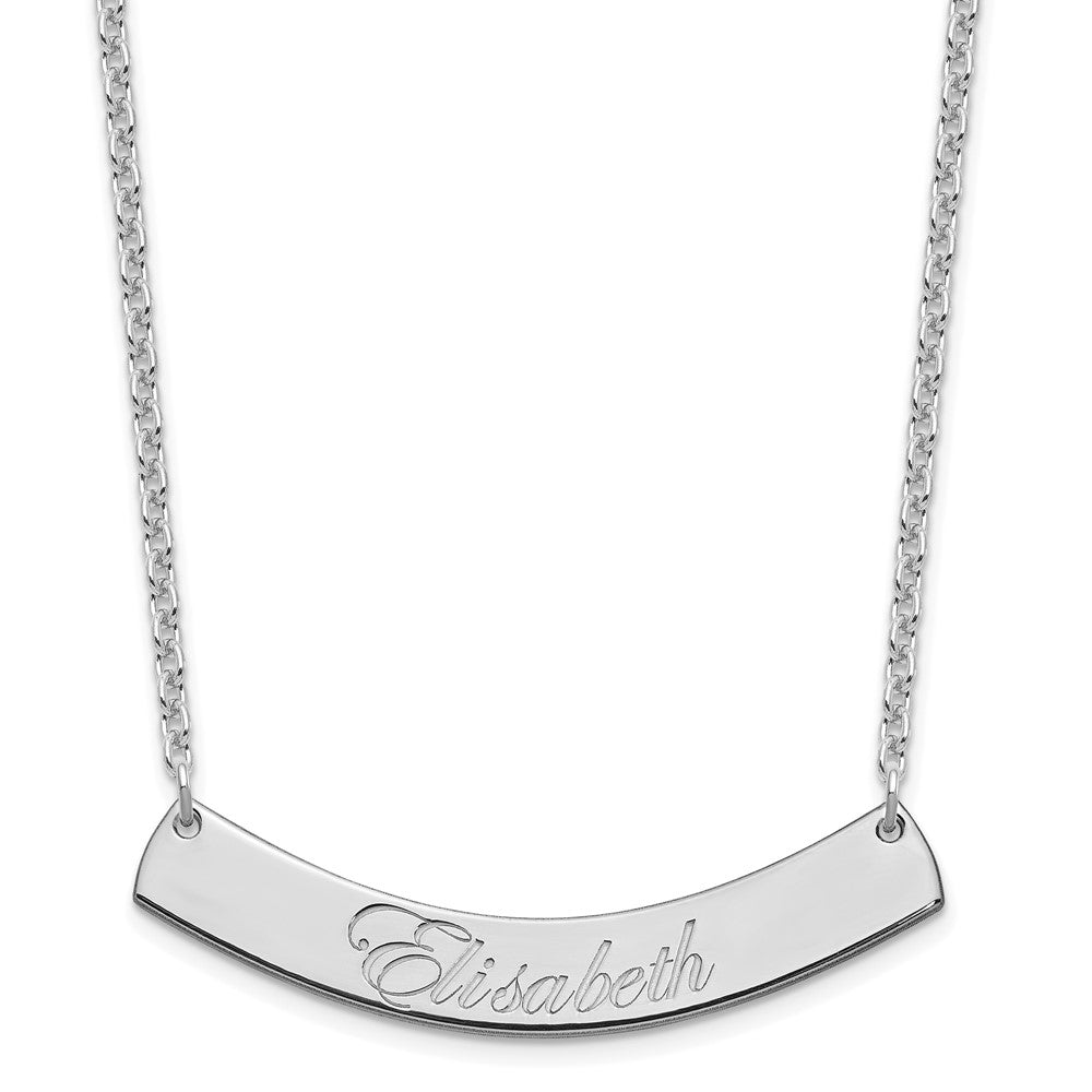 SS/Rhod-plated Medium EDWARDIAN SCRIPT Curved Bar Necklace XNA1222SS