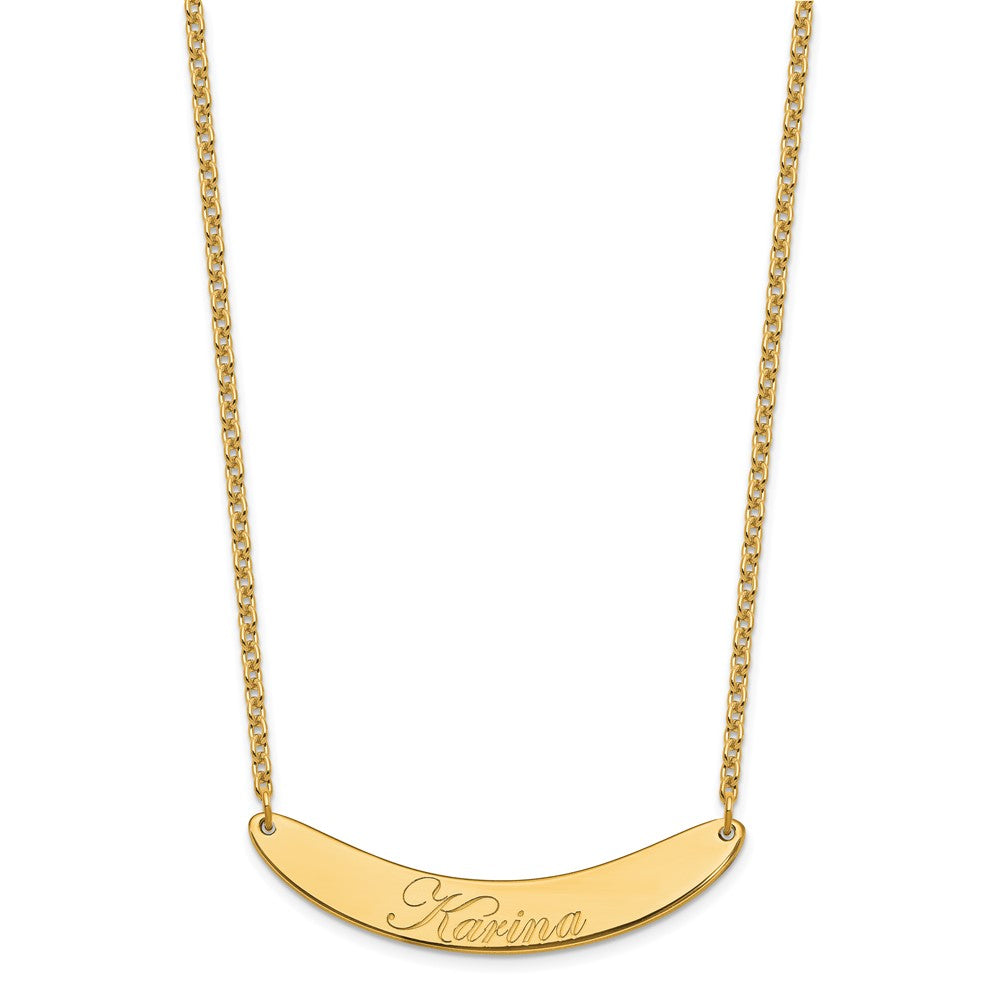 SS/Gold-plated Medium EDWARDIAN SCRIPT Curved Bar Necklace XNA1223GP