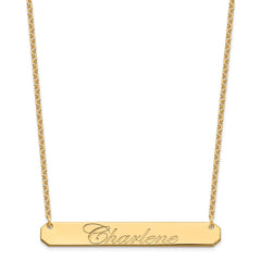 Sterling Silver/Gold-plated Large EDWARDIAN SCRIPT Bar Necklace XNA1225GP